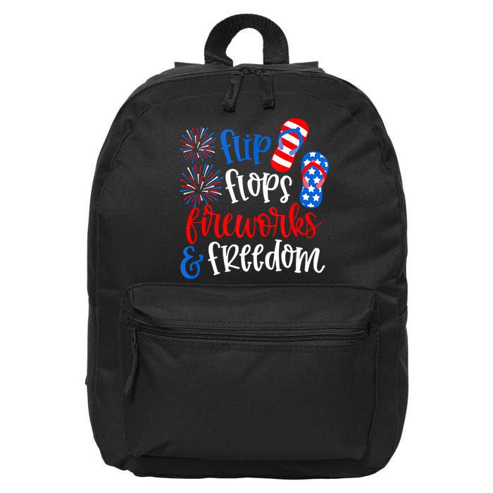 Flip Flops Fireworks And Freedom 4th Of July Us Flag 16 in Basic Backpack