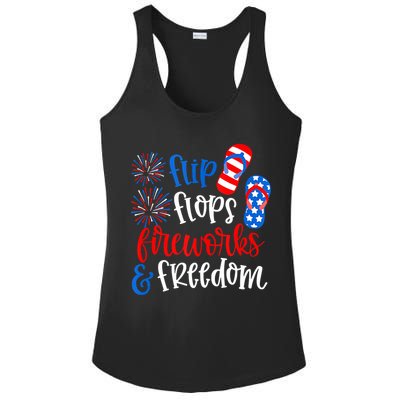 Flip Flops Fireworks And Freedom 4th Of July Us Flag Ladies PosiCharge Competitor Racerback Tank