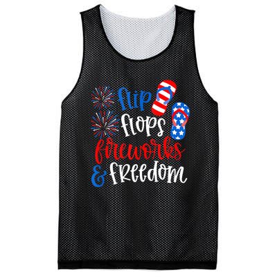 Flip Flops Fireworks And Freedom 4th Of July Us Flag Mesh Reversible Basketball Jersey Tank