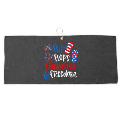 Flip Flops Fireworks And Freedom 4th Of July Us Flag Large Microfiber Waffle Golf Towel
