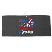 Flip Flops Fireworks And Freedom 4th Of July Us Flag Large Microfiber Waffle Golf Towel