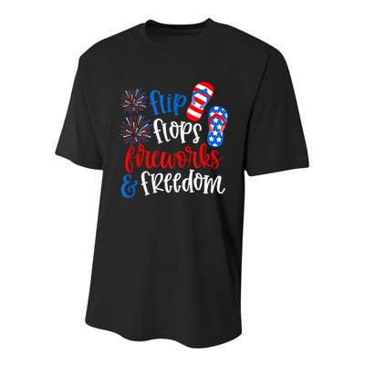 Flip Flops Fireworks And Freedom 4th Of July Us Flag Youth Performance Sprint T-Shirt