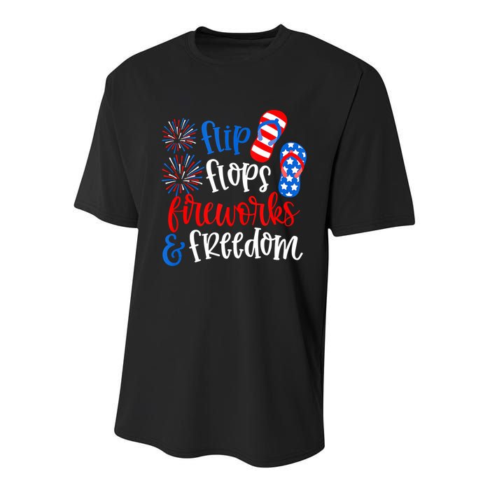 Flip Flops Fireworks And Freedom 4th Of July Us Flag Youth Performance Sprint T-Shirt