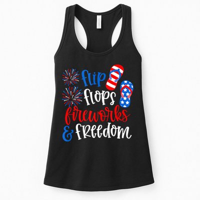 Flip Flops Fireworks And Freedom 4th Of July Us Flag Womens Tank Top