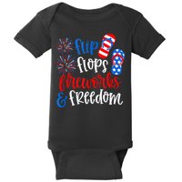 Flip Flops Fireworks And Freedom 4th Of July Us Flag Baby Bodysuit