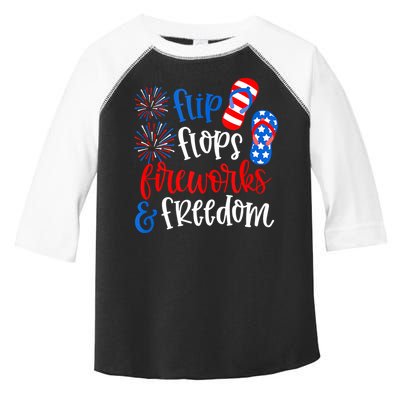 Flip Flops Fireworks And Freedom 4th Of July Us Flag Toddler Fine Jersey T-Shirt