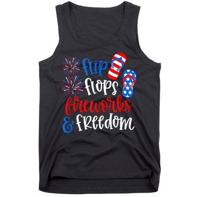 Flip Flops Fireworks And Freedom 4th Of July Us Flag Tank Top