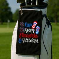 Flip Flops Fireworks And Freedom 4th Of July Us Flag Golf Towel