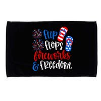 Flip Flops Fireworks And Freedom 4th Of July Us Flag Microfiber Hand Towel