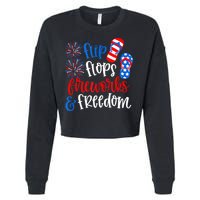 Flip Flops Fireworks And Freedom 4th Of July Us Flag Cropped Pullover Crew