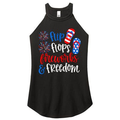 Flip Flops Fireworks And Freedom 4th Of July Us Flag Women's Perfect Tri Rocker Tank