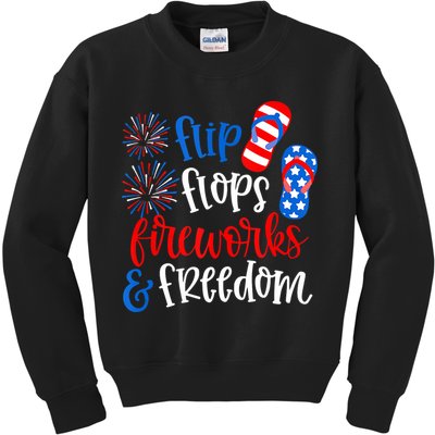 Flip Flops Fireworks And Freedom 4th Of July Us Flag Kids Sweatshirt