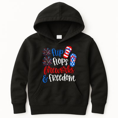 Flip Flops Fireworks And Freedom 4th Of July Us Flag Kids Hoodie