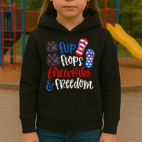 Flip Flops Fireworks And Freedom 4th Of July Us Flag Kids Hoodie