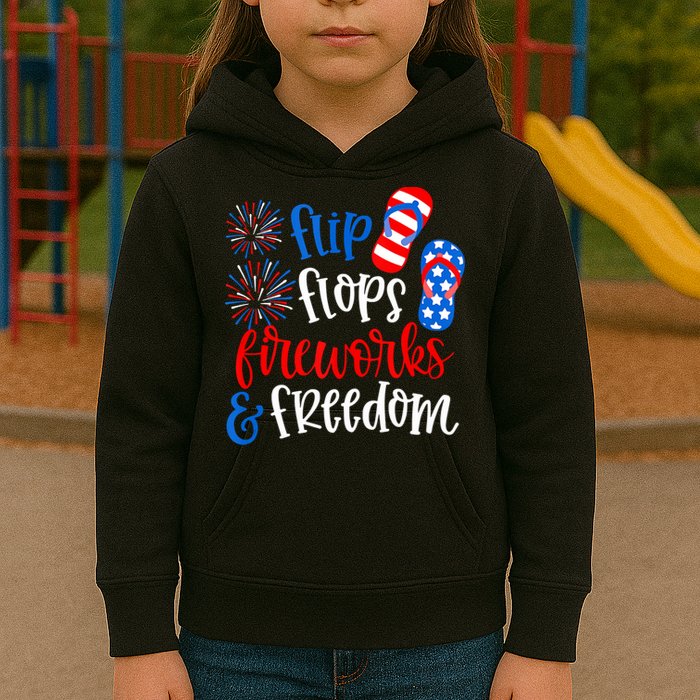 Flip Flops Fireworks And Freedom 4th Of July Us Flag Kids Hoodie