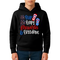 Flip Flops Fireworks And Freedom 4th Of July Us Flag Kids Hoodie