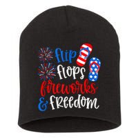 Flip Flops Fireworks And Freedom 4th Of July Us Flag Short Acrylic Beanie