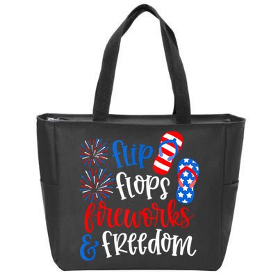 Flip Flops Fireworks And Freedom 4th Of July Us Flag Zip Tote Bag
