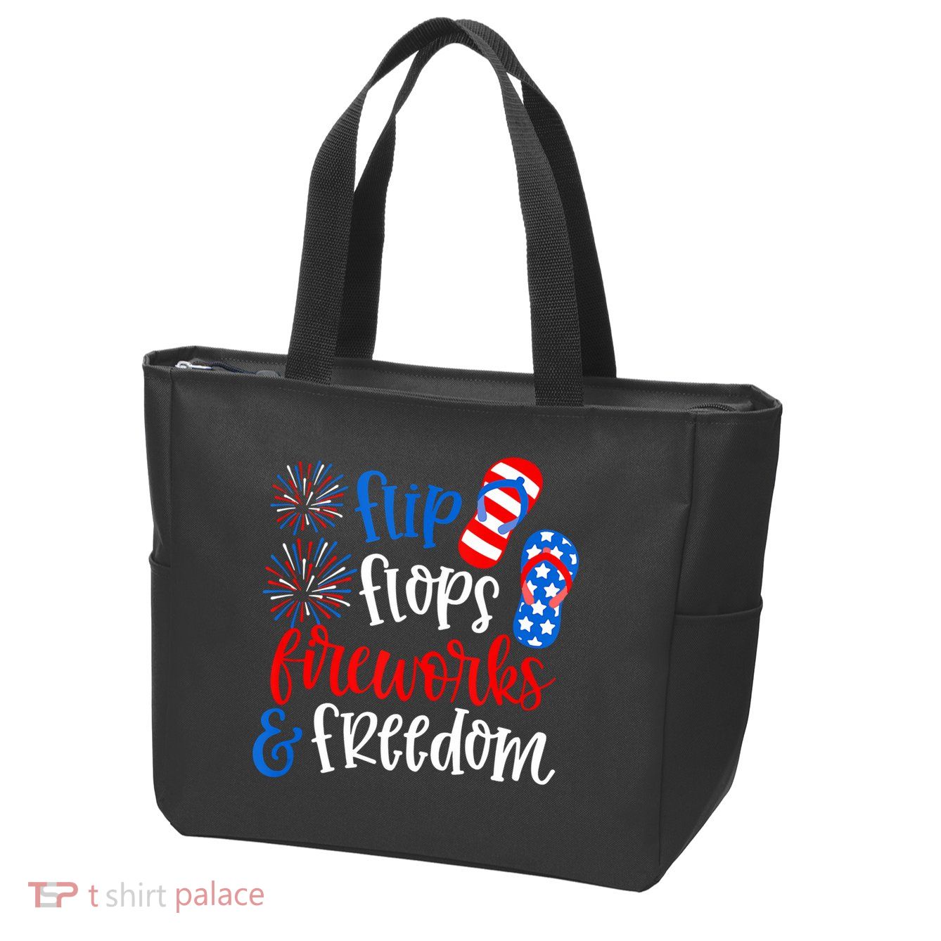 Flip Flops Fireworks And Freedom 4th Of July Us Flag Zip Tote Bag