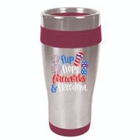 Flip Flops Fireworks And Freedom 4th Of July Us Flag 16oz Travel Tumbler