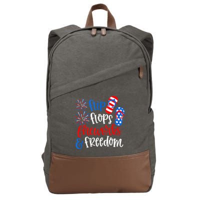 Flip Flops Fireworks And Freedom 4th Of July Us Flag Cotton Canvas Backpack