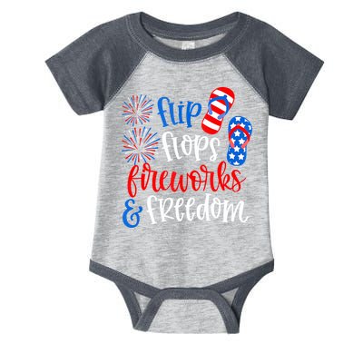 Flip Flops Fireworks And Freedom 4th Of July Us Flag Infant Baby Jersey Bodysuit