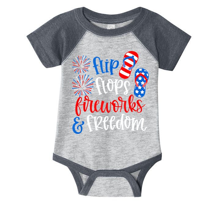 Flip Flops Fireworks And Freedom 4th Of July Us Flag Infant Baby Jersey Bodysuit