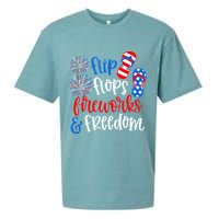 Flip Flops Fireworks And Freedom 4th Of July Us Flag Sueded Cloud Jersey T-Shirt