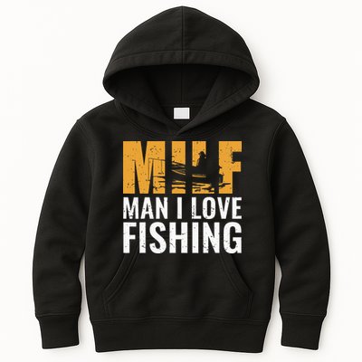 Fisherman Funny Fisher Milf Man I Love Fishing Kids Hoodie