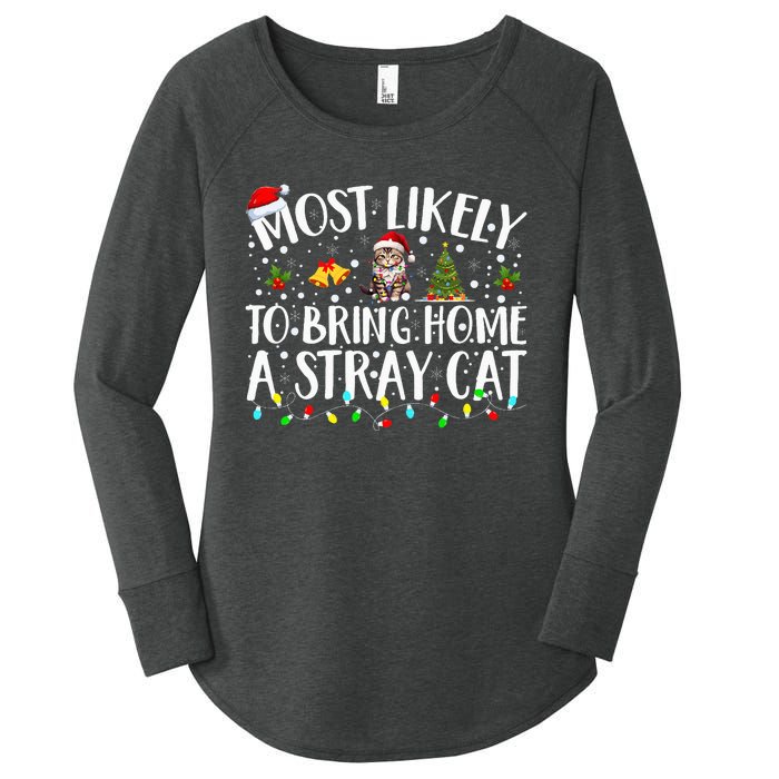 Festive Feline Friends Perfect for Adopting Stray Cats Women's Perfect Tri Tunic Long Sleeve Shirt