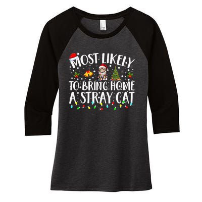 Festive Feline Friends Perfect for Adopting Stray Cats Women's Tri-Blend 3/4-Sleeve Raglan Shirt