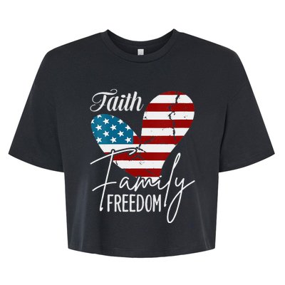 Faith Family Freedom American Flag Bella+Canvas Jersey Crop Tee