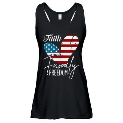 Faith Family Freedom American Flag Ladies Essential Flowy Tank