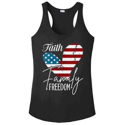 Faith Family Freedom American Flag Ladies PosiCharge Competitor Racerback Tank