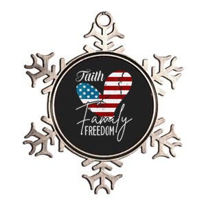 Faith Family Freedom American Flag Metallic Star Ornament