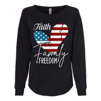 Faith Family Freedom American Flag Womens California Wash Sweatshirt