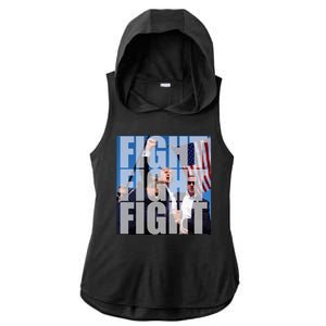 Fight Fight Fight Donald Trump 2024 Usa Election Ladies PosiCharge Tri-Blend Wicking Draft Hoodie Tank