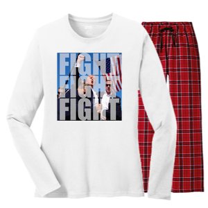 Fight Fight Fight Donald Trump 2024 Usa Election Women's Long Sleeve Flannel Pajama Set 