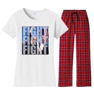 Fight Fight Fight Donald Trump 2024 Usa Election Women's Flannel Pajama Set