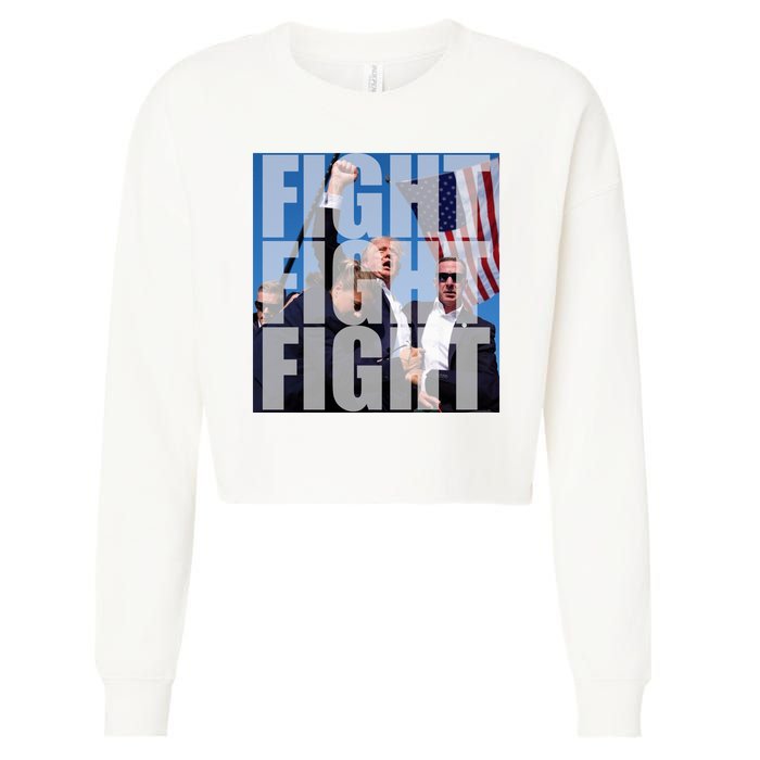 Fight Fight Fight Donald Trump 2024 Usa Election Cropped Pullover Crew