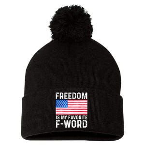 Freedom Favorite F Word America Libertarian Conservative USA Pom Pom 12in Knit Beanie