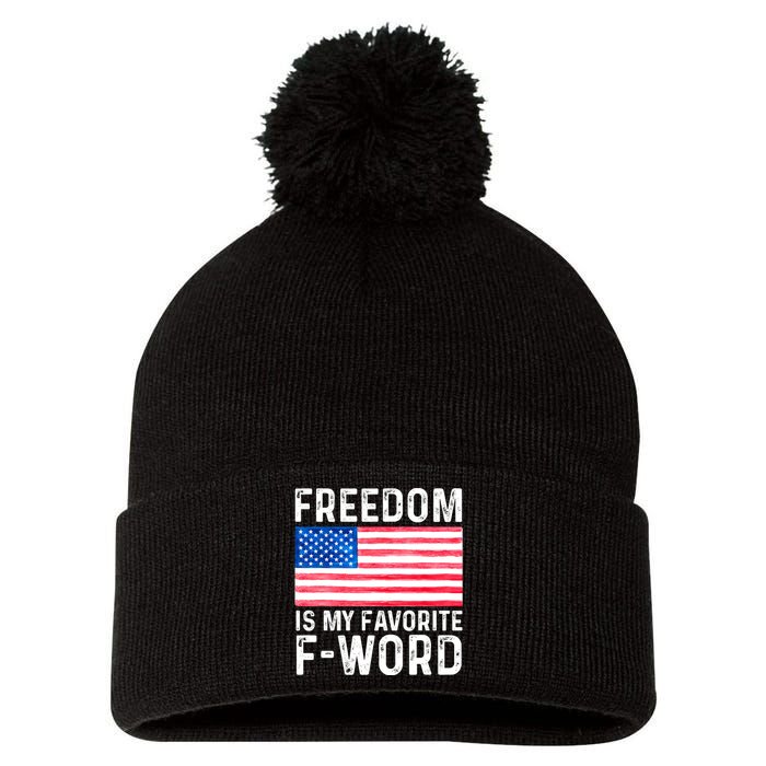 Freedom Favorite F Word America Libertarian Conservative USA Pom Pom 12in Knit Beanie