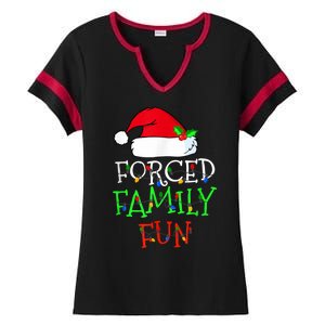 Forced Family Fun Sarcastic Christmas Pajama Family Funny Ladies Halftime Notch Neck Tee