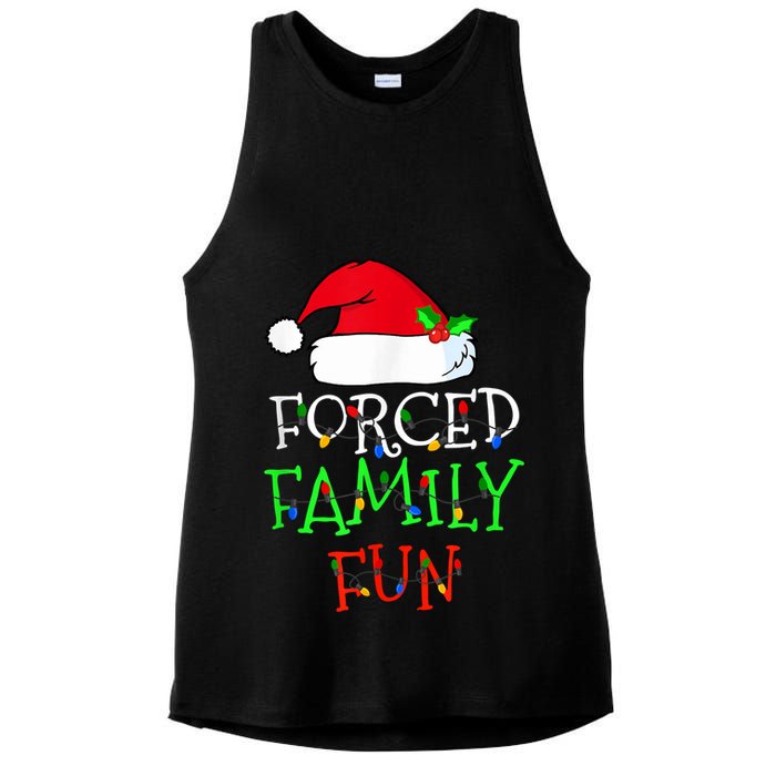 Forced Family Fun Sarcastic Christmas Pajama Family Funny Ladies PosiCharge Tri-Blend Wicking Tank