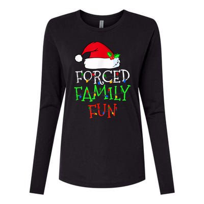 Forced Family Fun Sarcastic Christmas Pajama Family Funny Womens Cotton Relaxed Long Sleeve T-Shirt