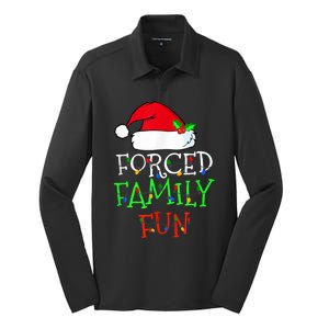 Forced Family Fun Sarcastic Christmas Pajama Family Funny Silk Touch Performance Long Sleeve Polo