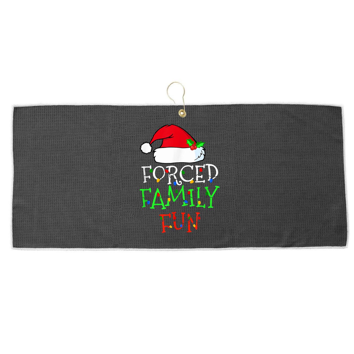 Forced Family Fun Sarcastic Christmas Pajama Family Funny Large Microfiber Waffle Golf Towel