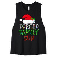 Forced Family Fun Sarcastic Christmas Pajama Family Funny Women's Racerback Cropped Tank