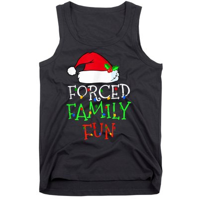 Forced Family Fun Sarcastic Christmas Pajama Family Funny Tank Top