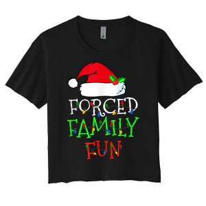 Forced Family Fun Sarcastic Christmas Pajama Family Funny Women's Crop Top Tee